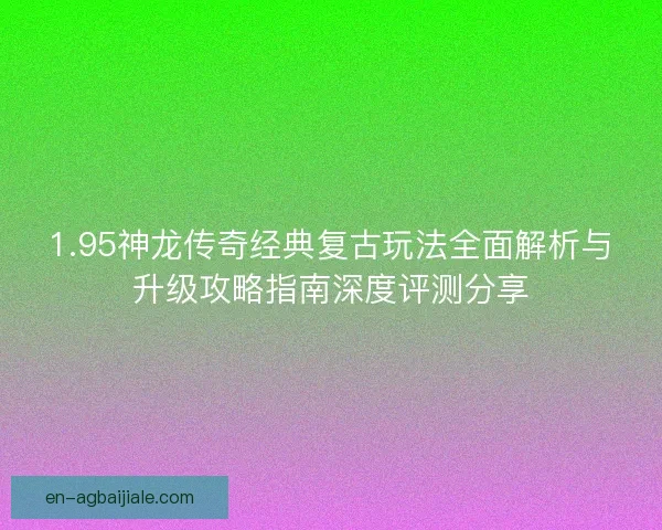 1.95神龙传奇经典复古玩法全面解析与升级攻略指南深度评测分享